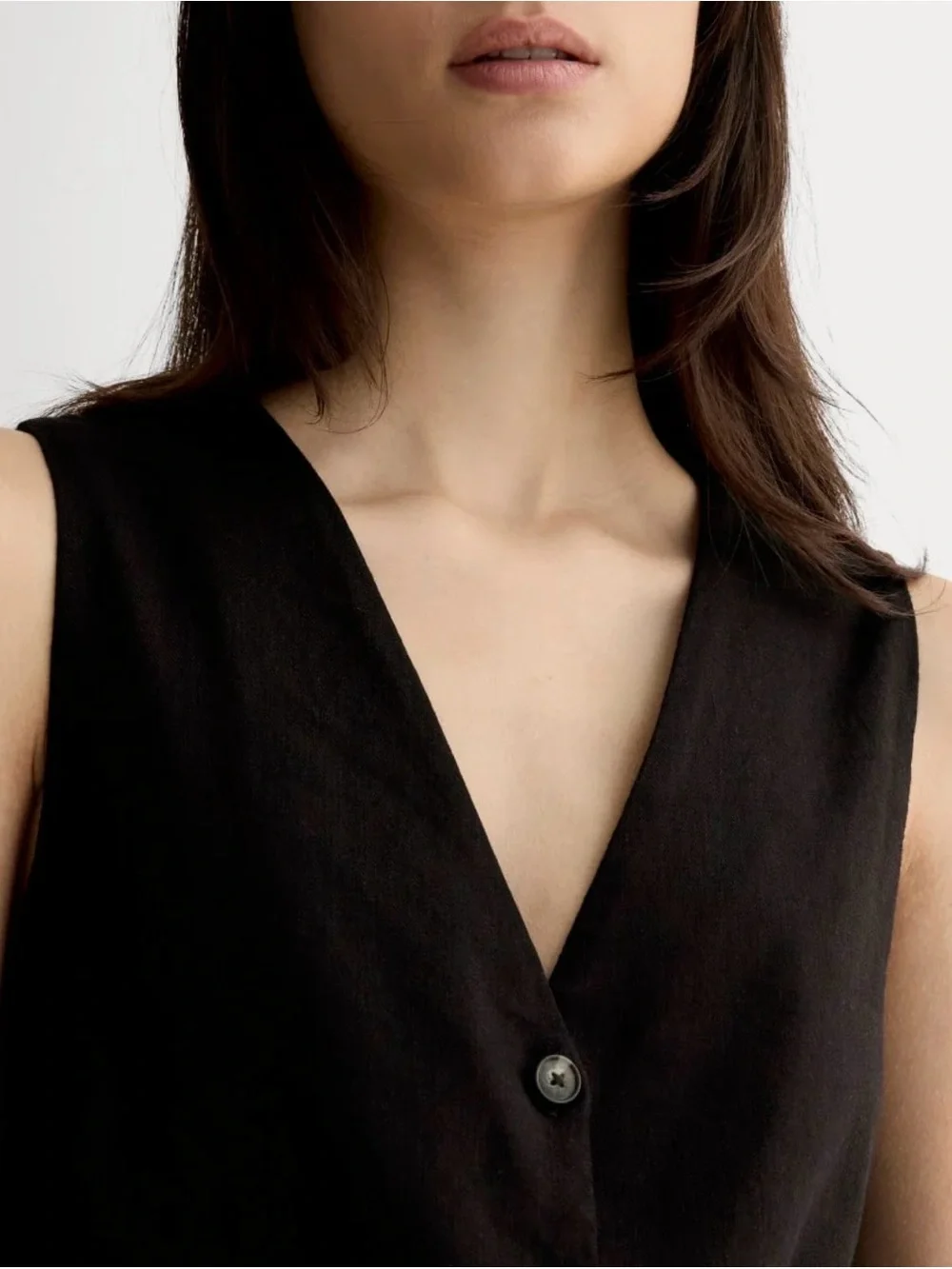 Everlane The Vest in Stretch Linen - 0 Black NWOT New